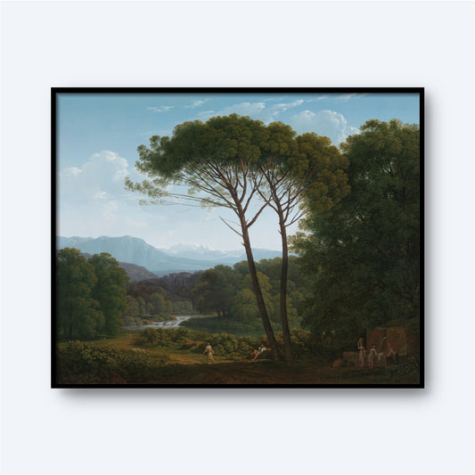 Italianate Landscape with Pines Wood Print