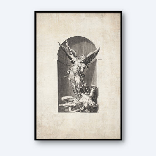Aartsengel Michaël doodt de duivel Print