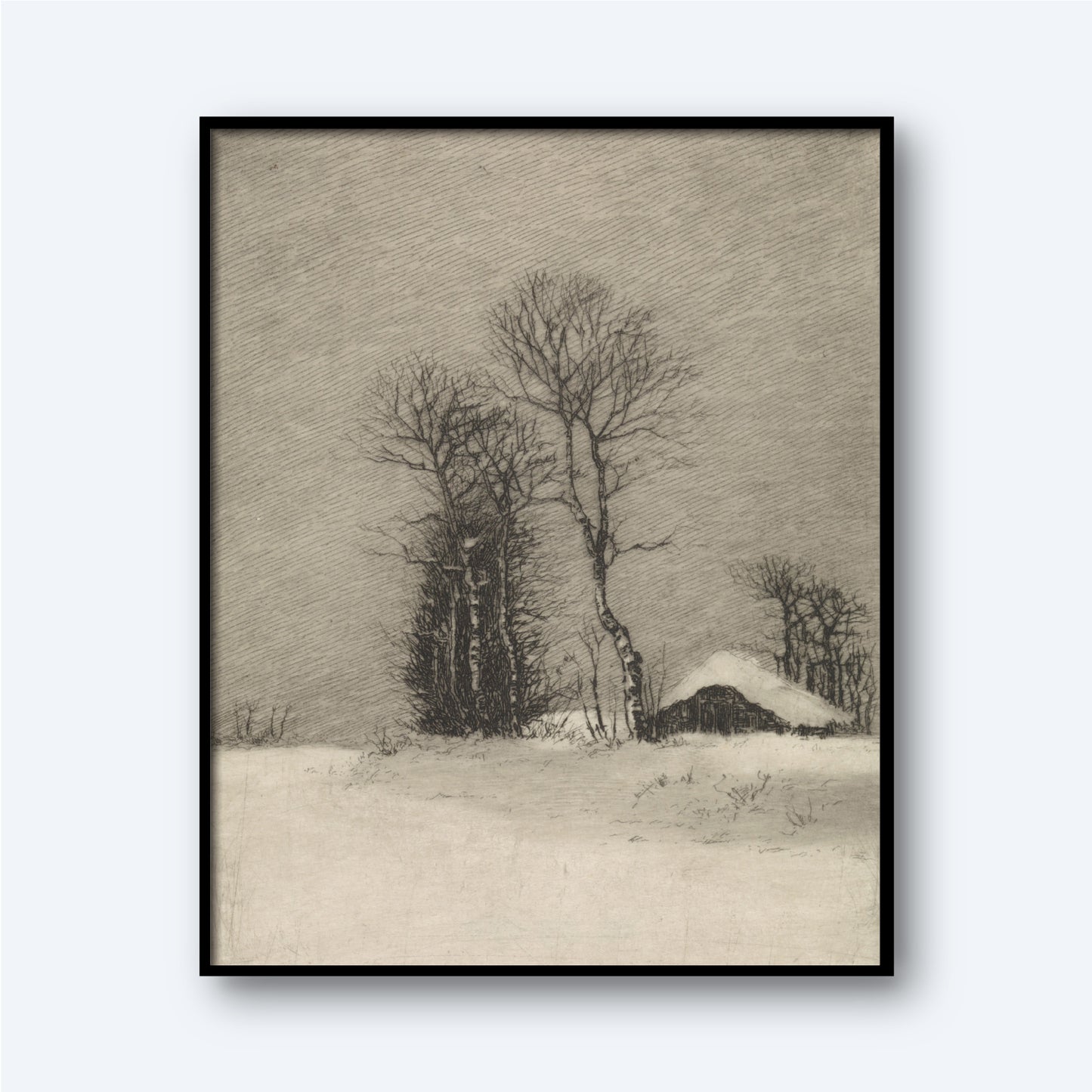 Winter Landscape with Farmhouse and Trees by Elias Stark Print