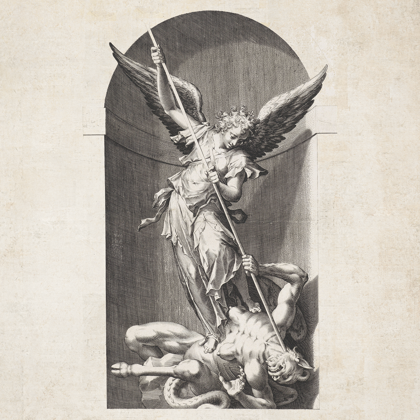 Aartsengel Michaël doodt de duivel Print