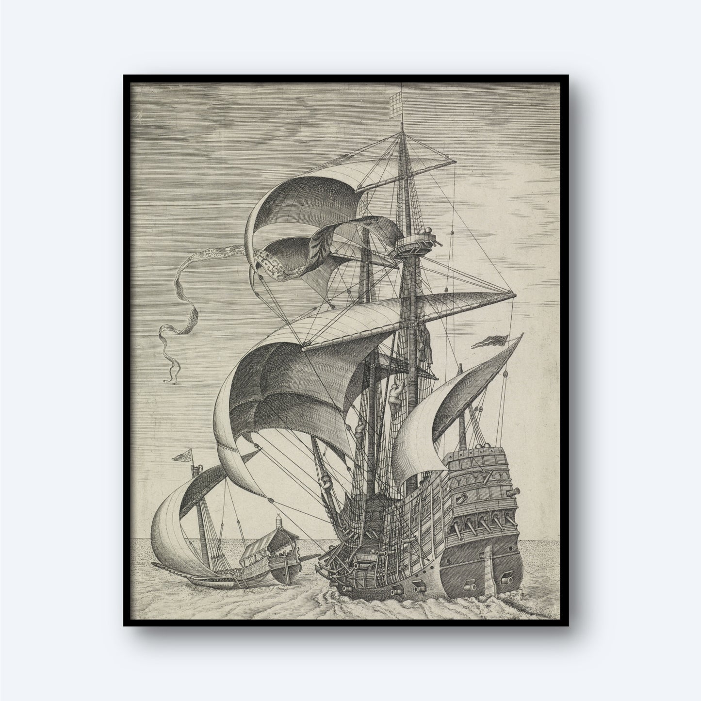 Armed Three-Master on the Open Sea Accompanied by a Galley by Frans Huys