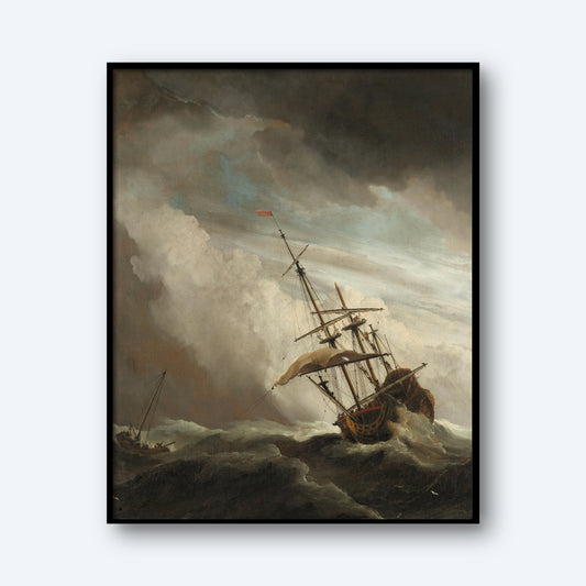 A Ship on the High Seas Caught by a Squall by Willem van de Velde