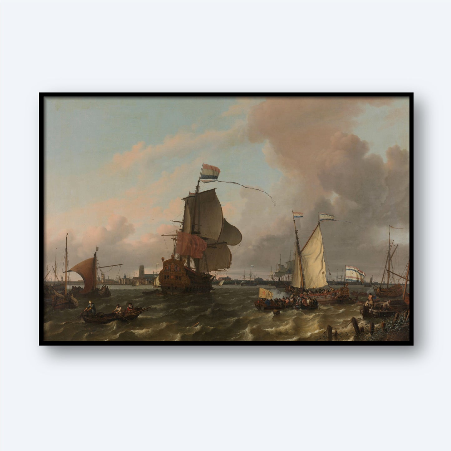 The Man-of-War Brielle on the River Maas off Rotterdam by Ludolf Bakhuysen