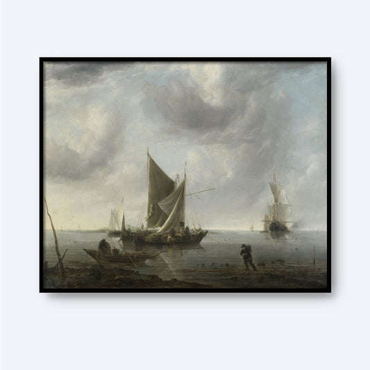 Ships at Anchor on a Quiet Sea by Jan van de Cappelle
