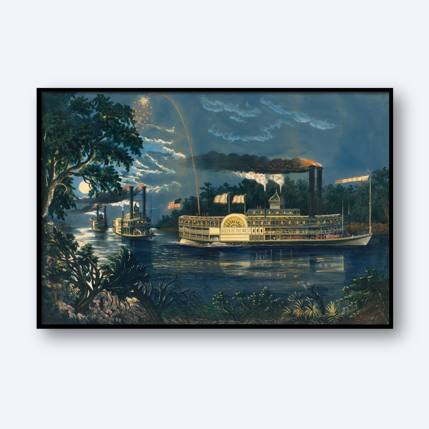 "Rounding a Bend" on the Mississippi – The Parting Salute by Frances Flora Bond Palmer