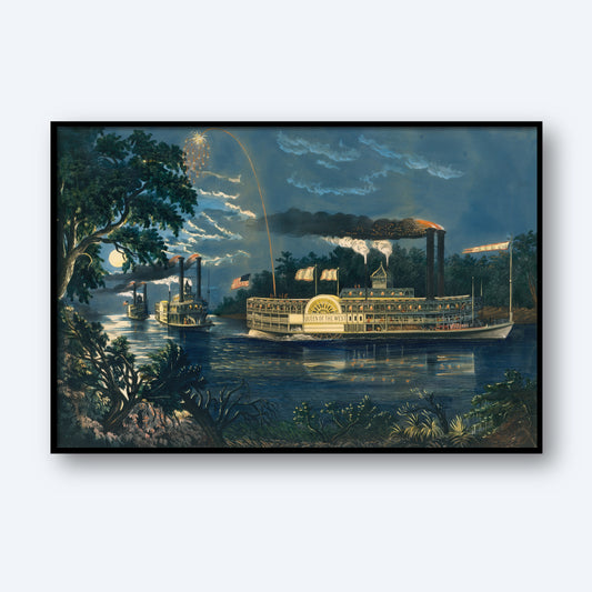 "Rounding a Bend" on the Mississippi – The Parting Salute by Frances Flora Bond Palmer