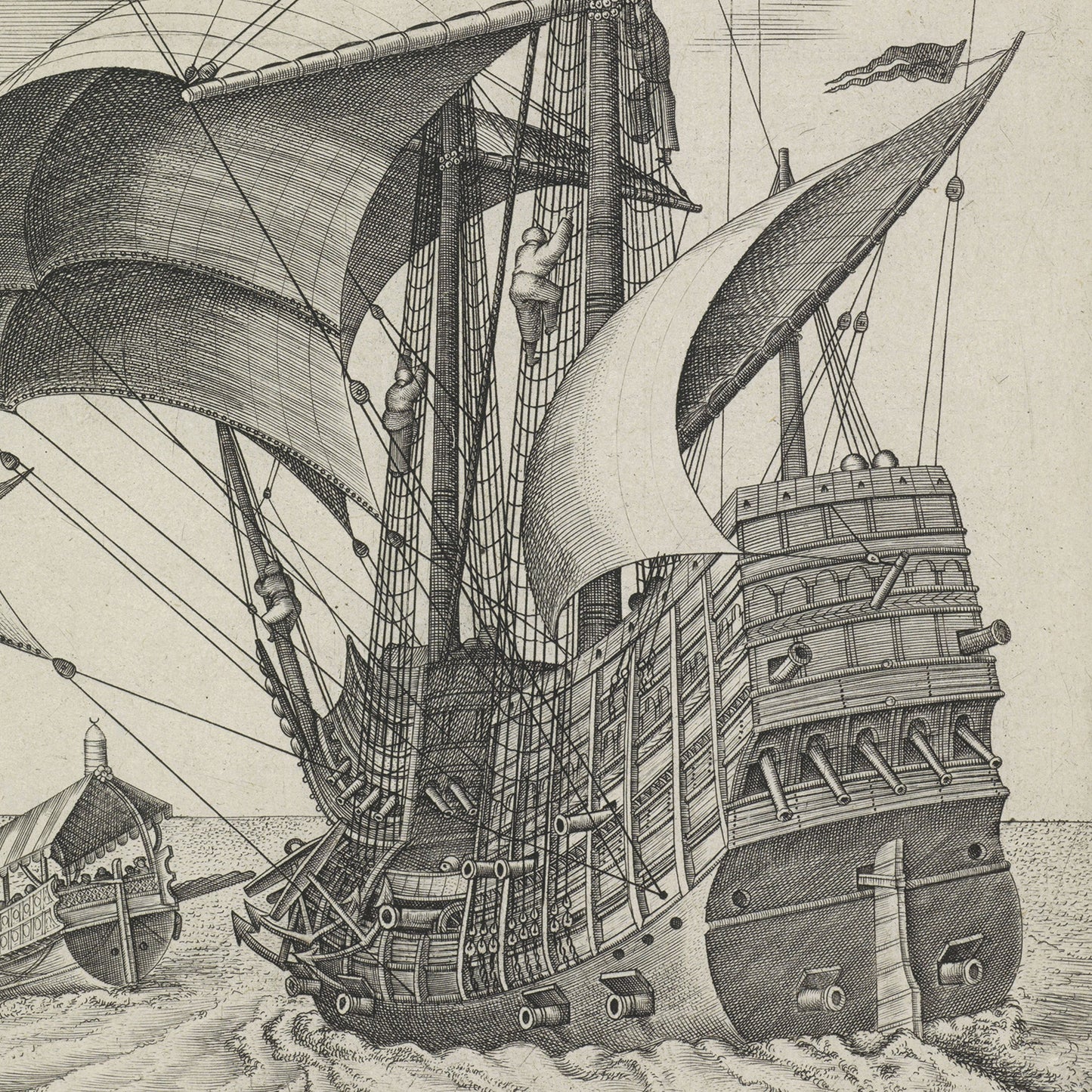 Armed Three-Master on the Open Sea Accompanied by a Galley by Frans Huys