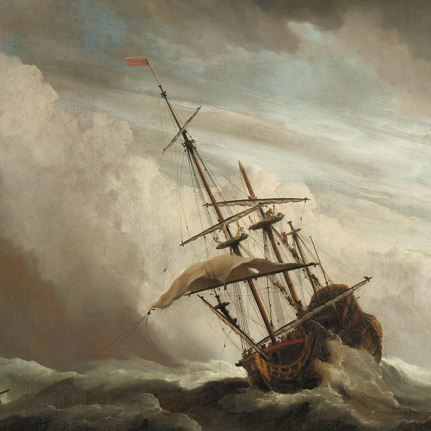 A Ship on the High Seas Caught by a Squall by Willem van de Velde
