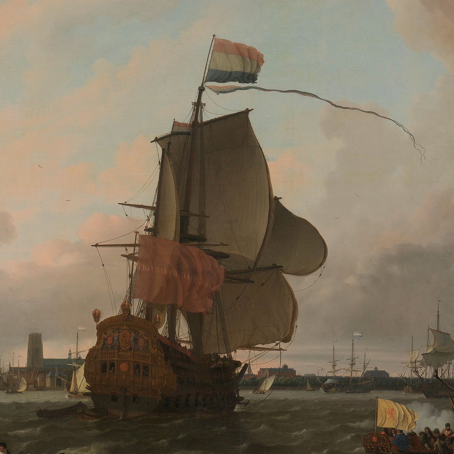 The Man-of-War Brielle on the River Maas off Rotterdam by Ludolf Bakhuysen