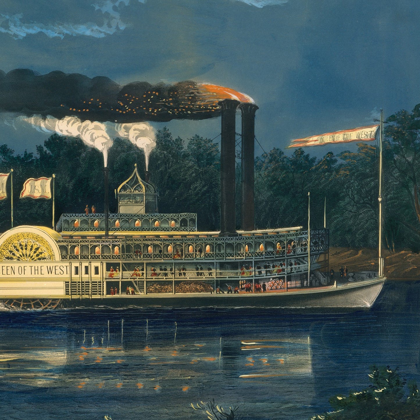 "Rounding a Bend" on the Mississippi – The Parting Salute by Frances Flora Bond Palmer