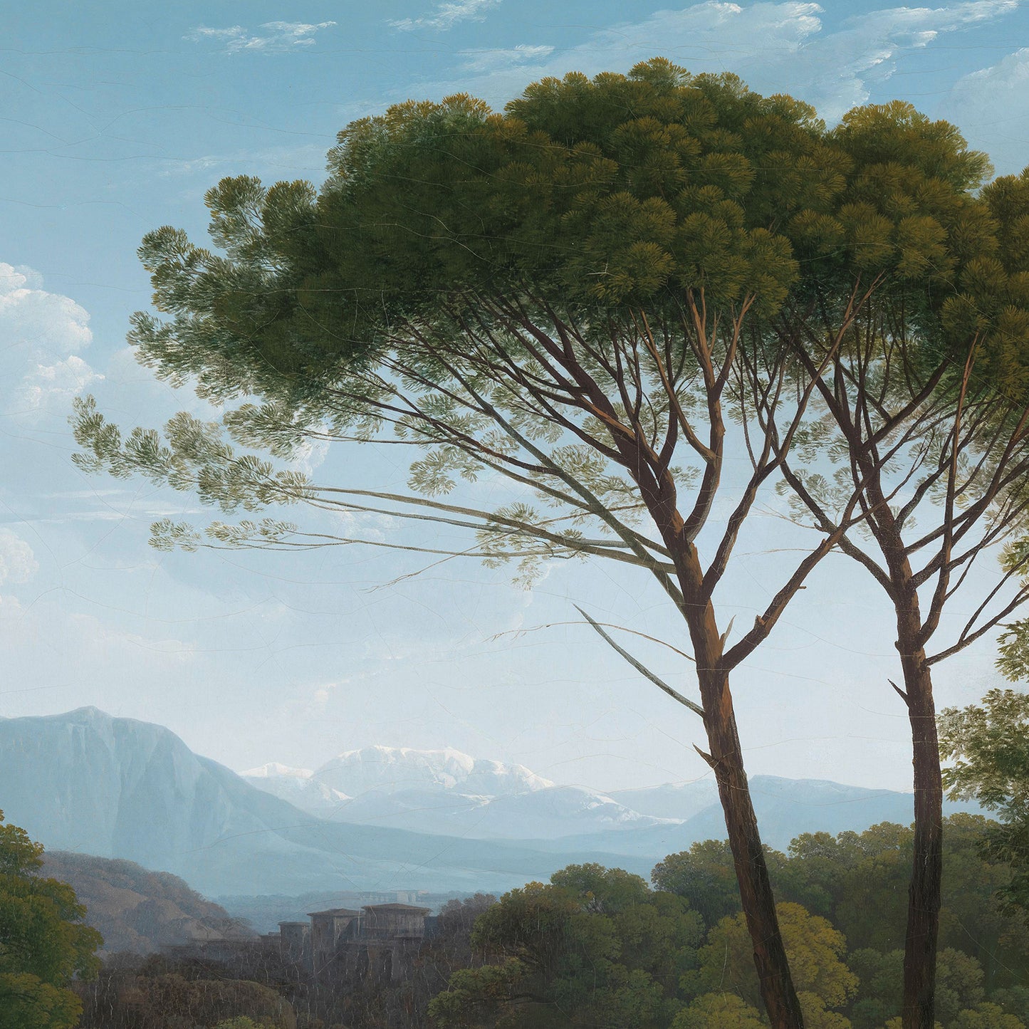 Italianate Landscape with Pines Wood Print