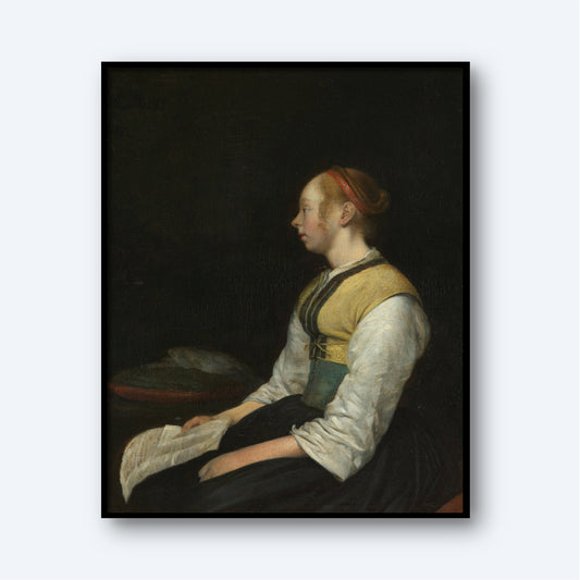 Seated Girl in Peasant Costume by Gerard ter Borch