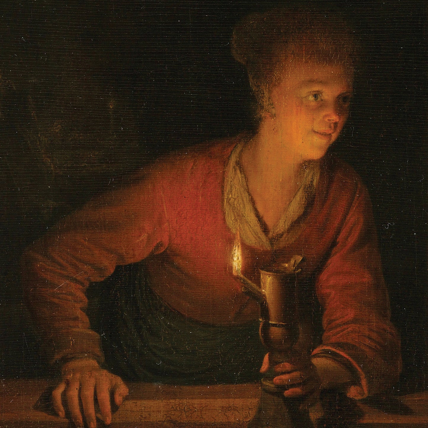 Girl with an Oil Lamp at a Window by Gerard Dou Print